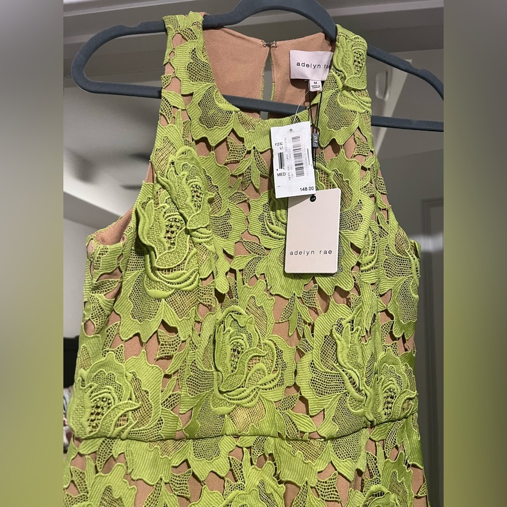 Adelyn Rae Cassie 3D Crochet Dress Lime Green M - Picture 5 of 6